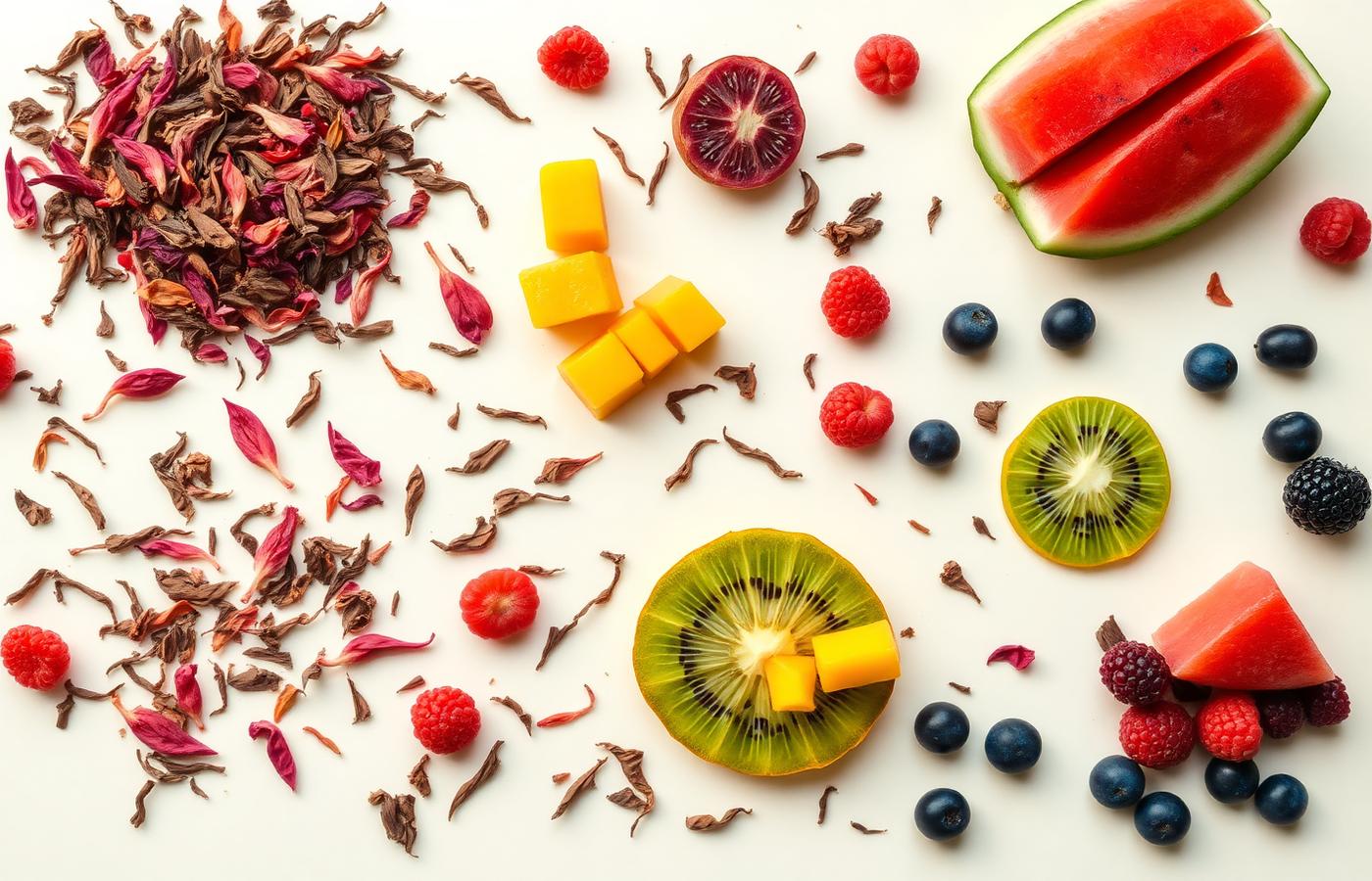 Loose leaf tea with fresh mango, kiwi, watermelon and berries